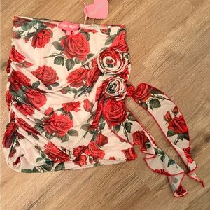 Sugar Thrillz Red Rose Wrap Skirt